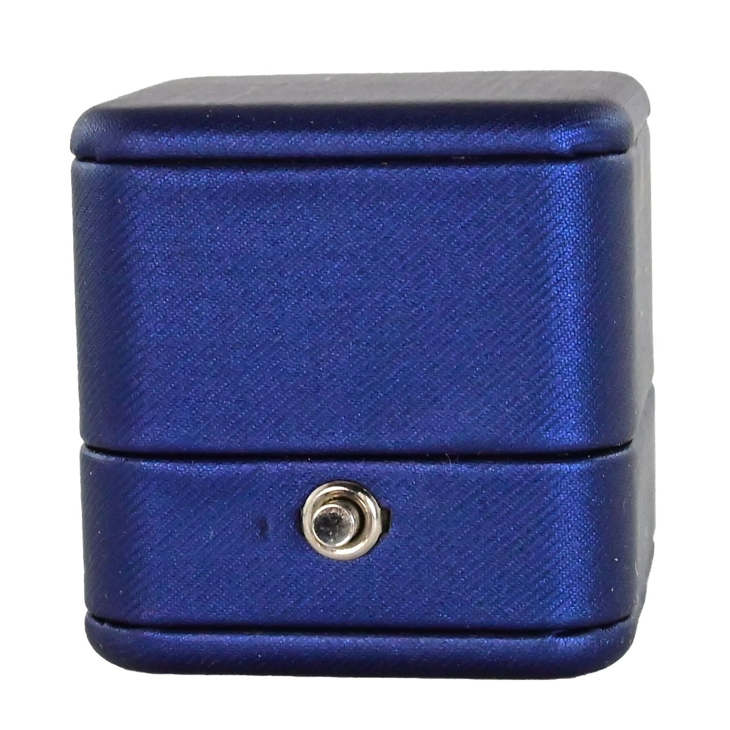 Luxury navy pu leather and velvet ring box. 6.6 x 8 x 4.4 cm