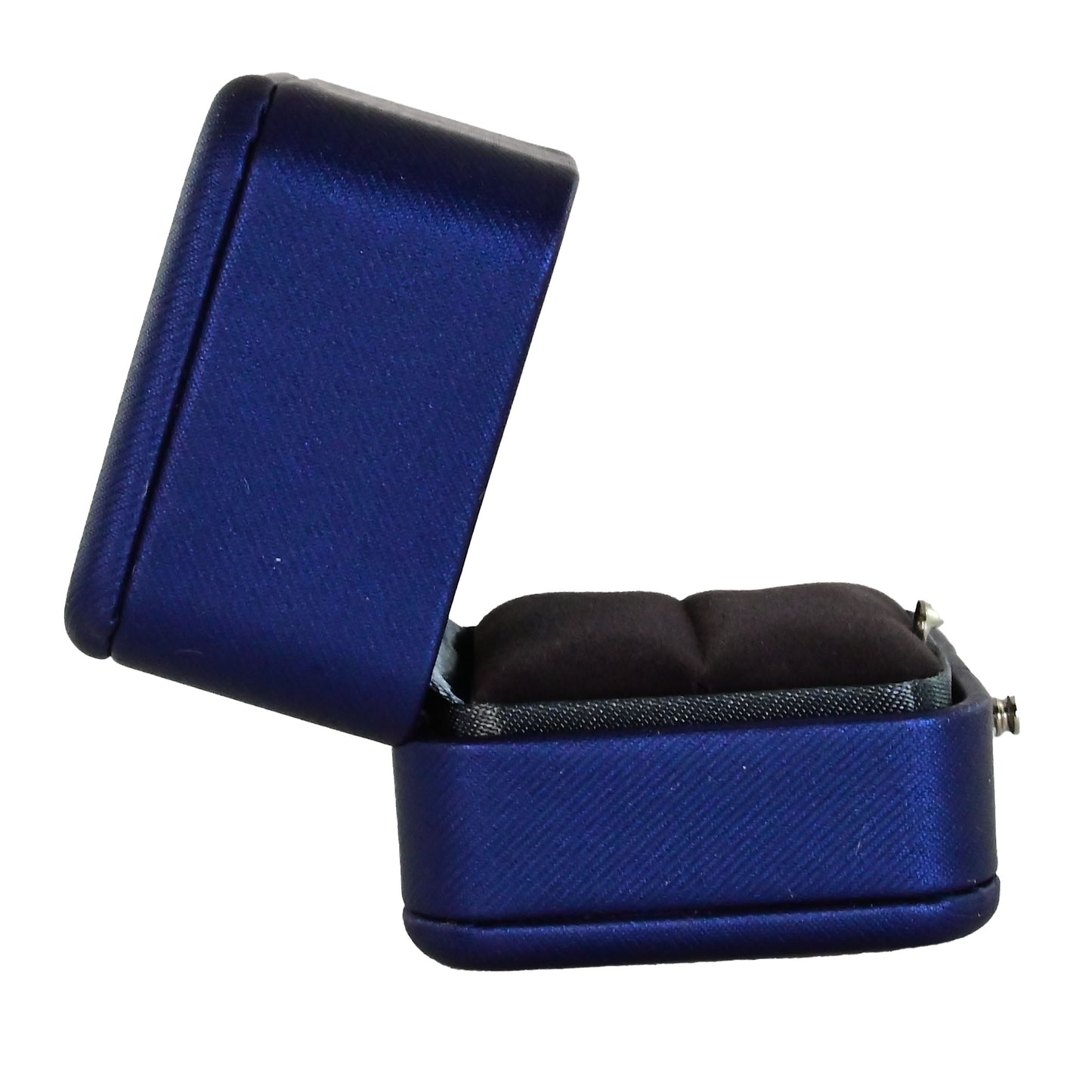 Luxury navy pu leather and velvet ring box. 6.6 x 8 x 4.4 cm