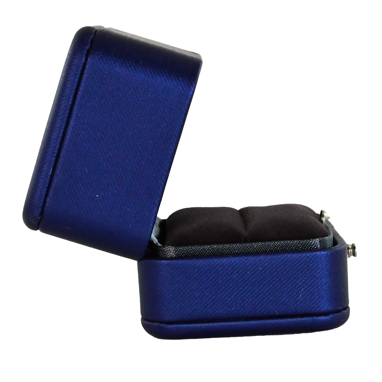 Luxury navy pu leather and velvet ring box. 6.6 x 8 x 4.4 cm