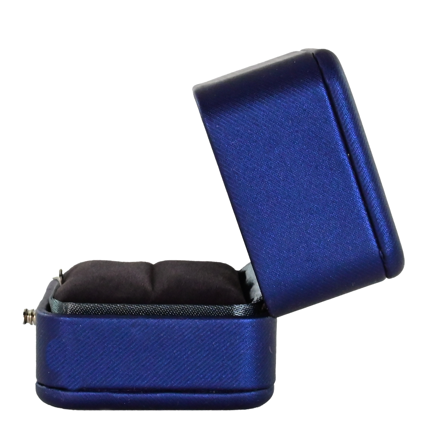 Luxury navy pu leather and velvet ring box. 6.6 x 8 x 4.4 cm