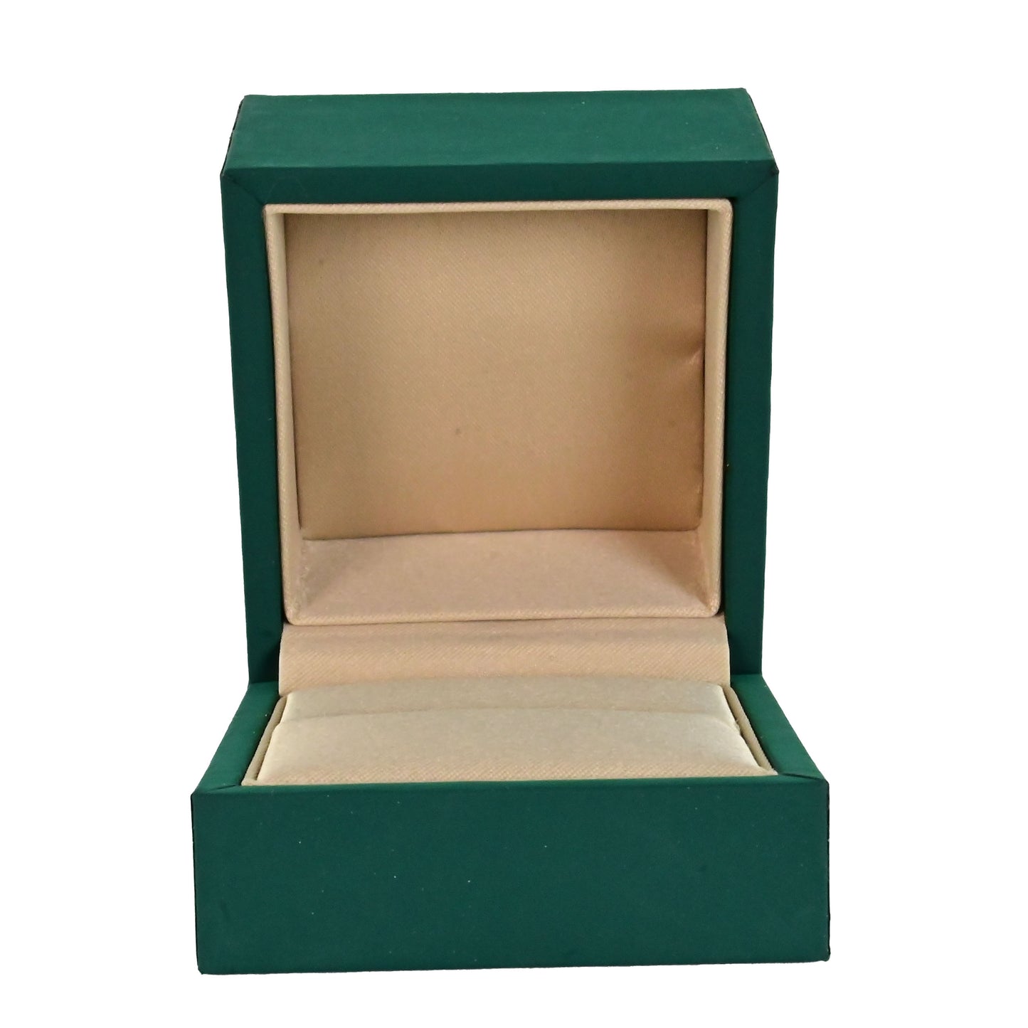SET OF 10 with every $500 sale Luxury Emerald Green leather and silk ring box. 6 x 6 x 5.5 cm