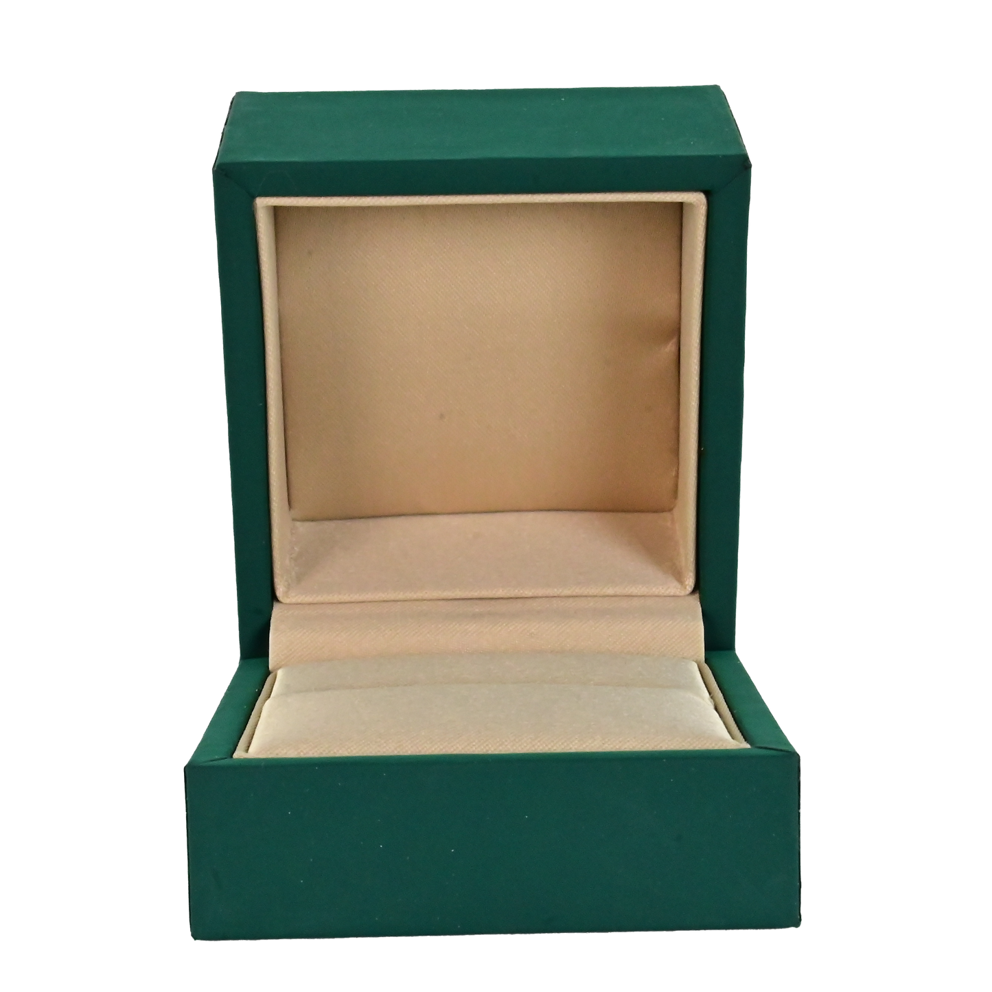 SET OF 10 with every $500 sale Luxury Emerald Green leather and silk ring box. 6 x 6 x 5.5 cm