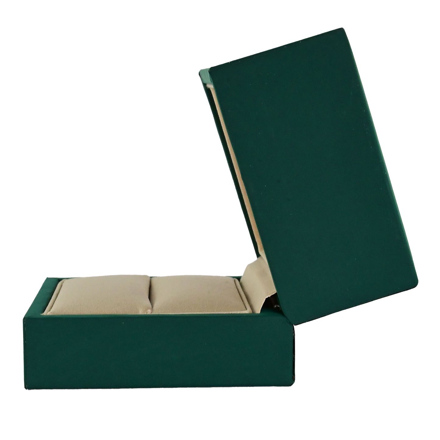 SET OF 10 with every $500 sale Luxury Emerald Green leather and silk ring box. 6 x 6 x 5.5 cm