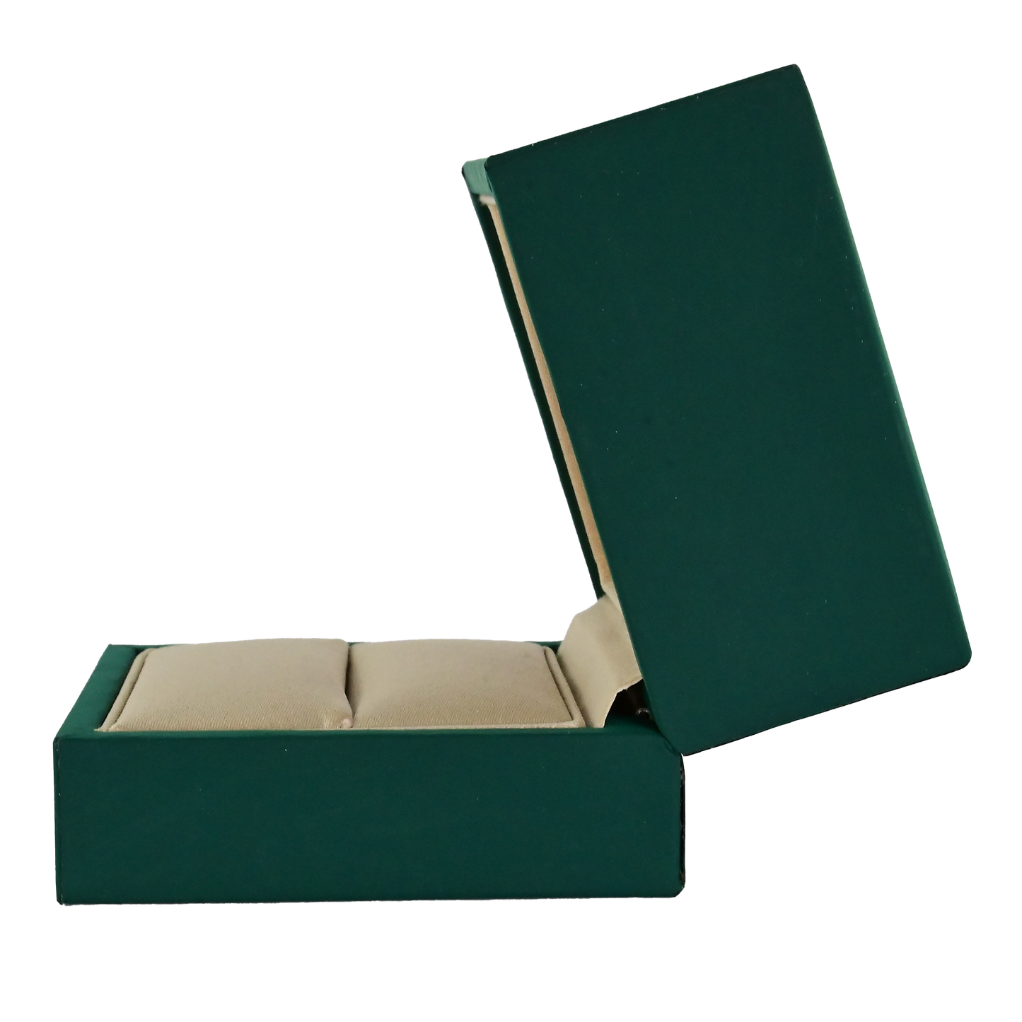 SET OF 10 with every $500 sale Luxury Emerald Green leather and silk ring box. 6 x 6 x 5.5 cm