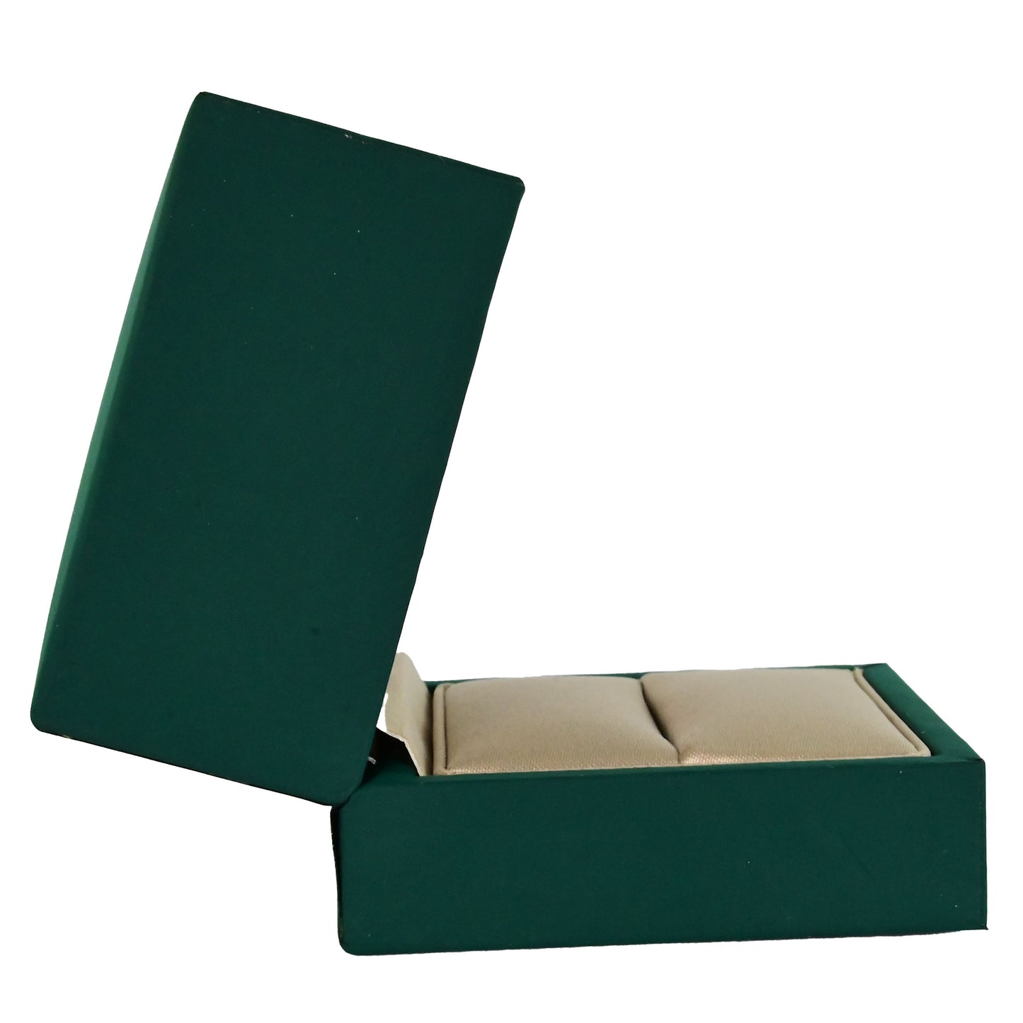 SET OF 10 with every $500 sale Luxury Emerald Green leather and silk ring box. 6 x 6 x 5.5 cm