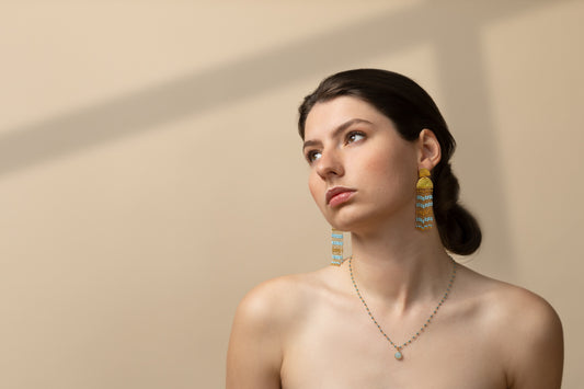 Euro Gold gem Cascade Earrings A307