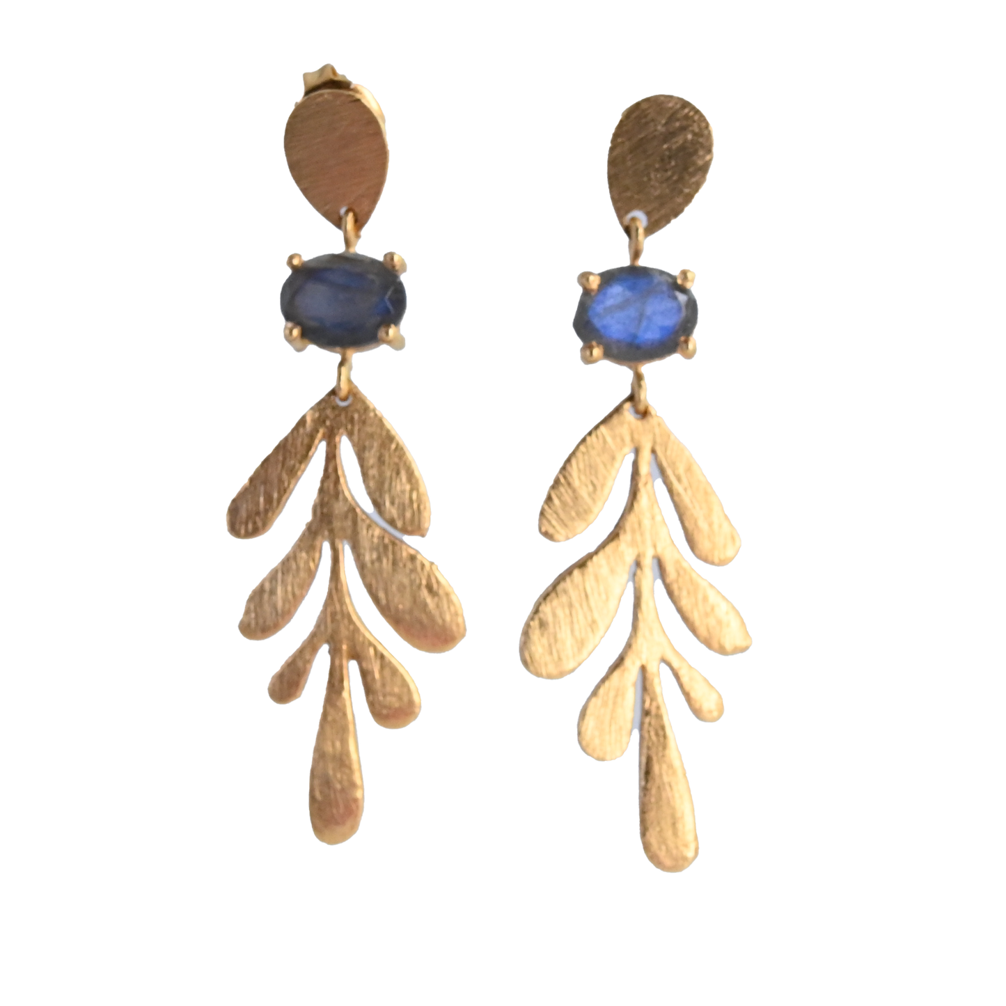 Euro Gold Leaf Earrings- Assorted Gemstones A12