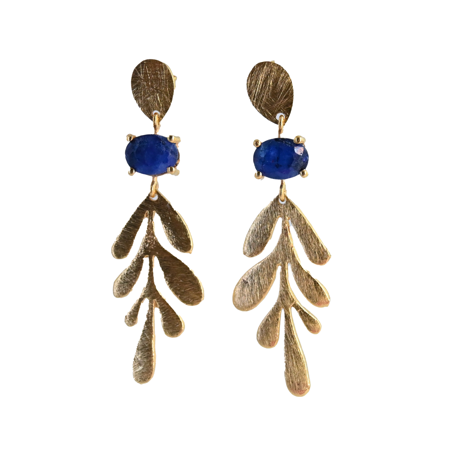 Euro Gold Leaf Earrings- Assorted Gemstones A12