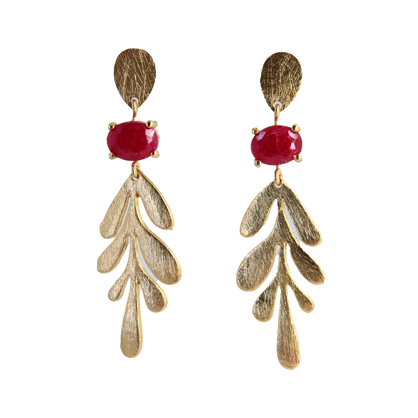 Euro Gold Leaf Earrings- Assorted Gemstones A12