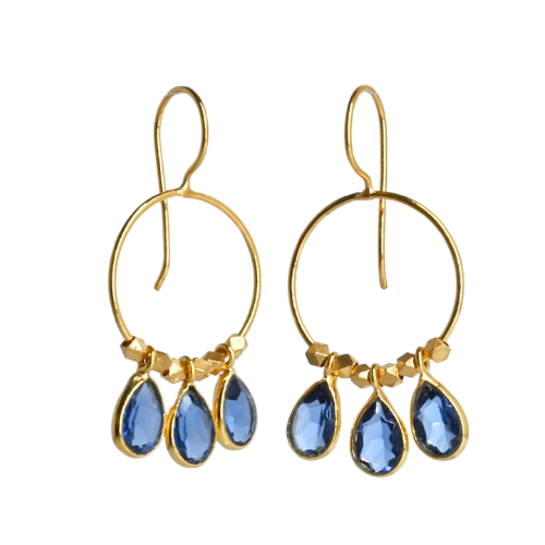 Euro Gold Gemstone Drop Earrings-A266A