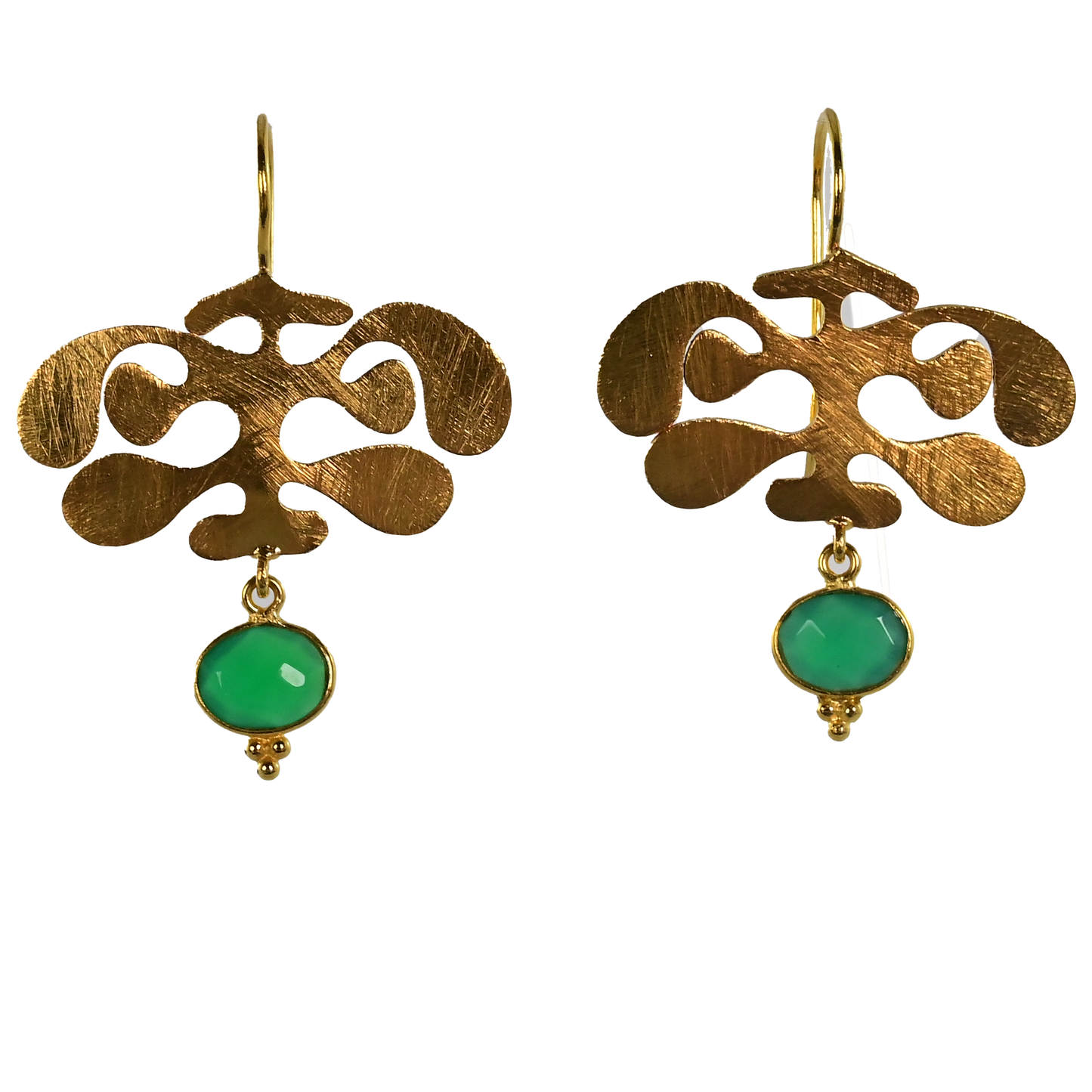 Euro Gold Gemstone Ginko Earrings A175