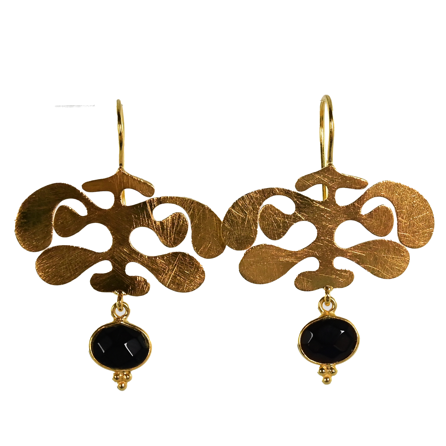 Euro Gold Gemstone Ginko Earrings A175