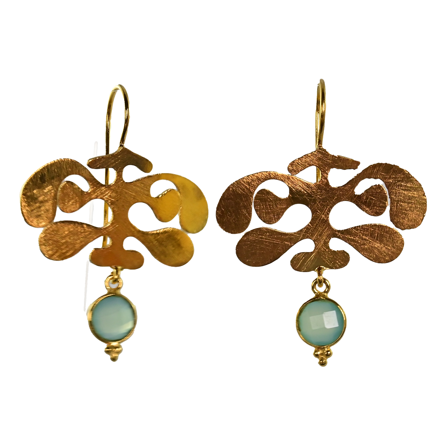 Euro Gold Gemstone Ginko Earrings A175
