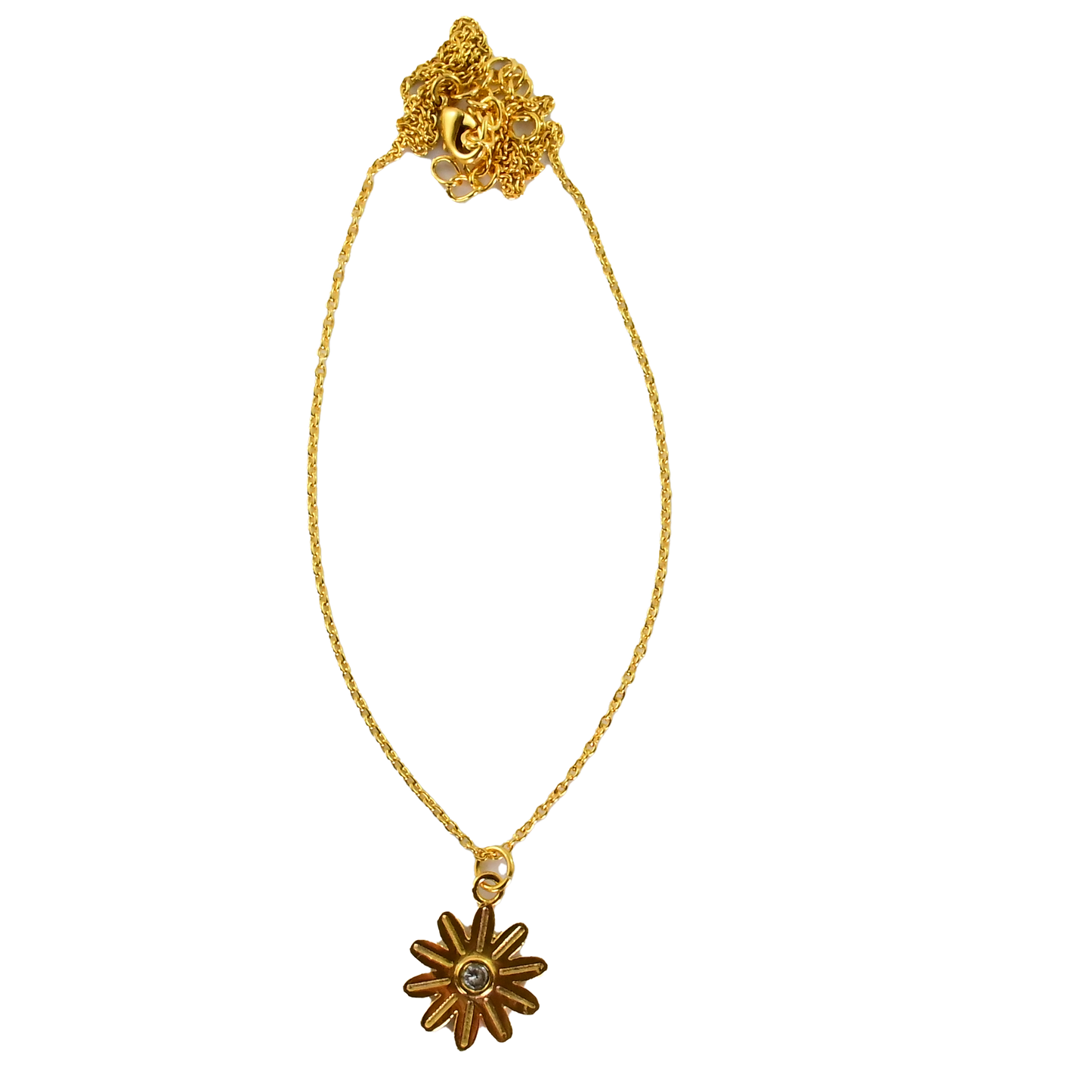 Euro gold and gemstone daisy necklace A182