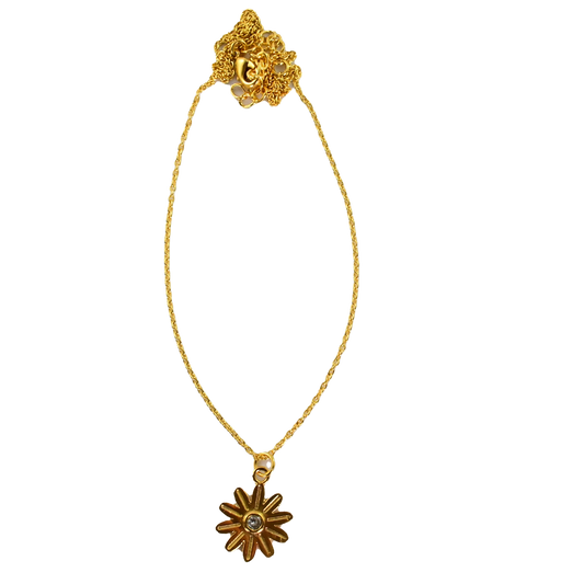 Euro gold and gemstone daisy necklace A182