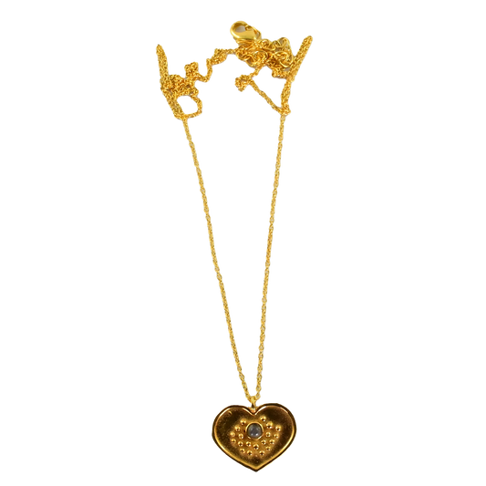 Euro gold and gemstone heart necklace A181