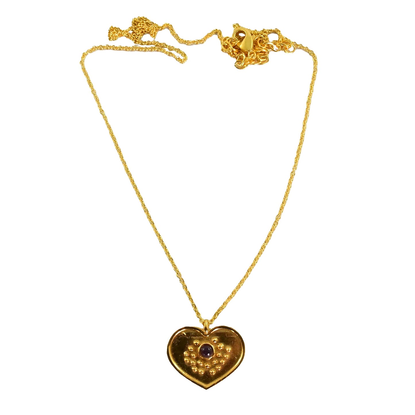 Euro gold and gemstone heart necklace A181