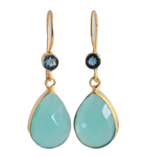 Euro Gold Gemstone Drop Earrings-A197a.19.