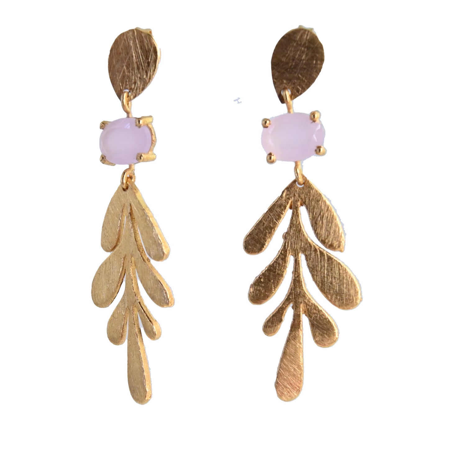 Euro Gold Leaf Earrings- Assorted Gemstones A12