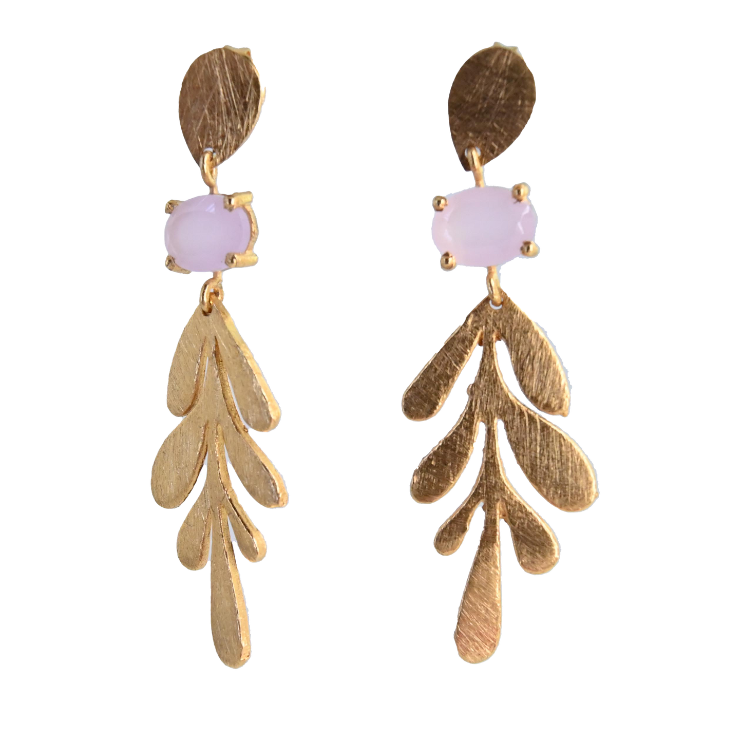 Euro Gold Leaf Earrings- Assorted Gemstones A12