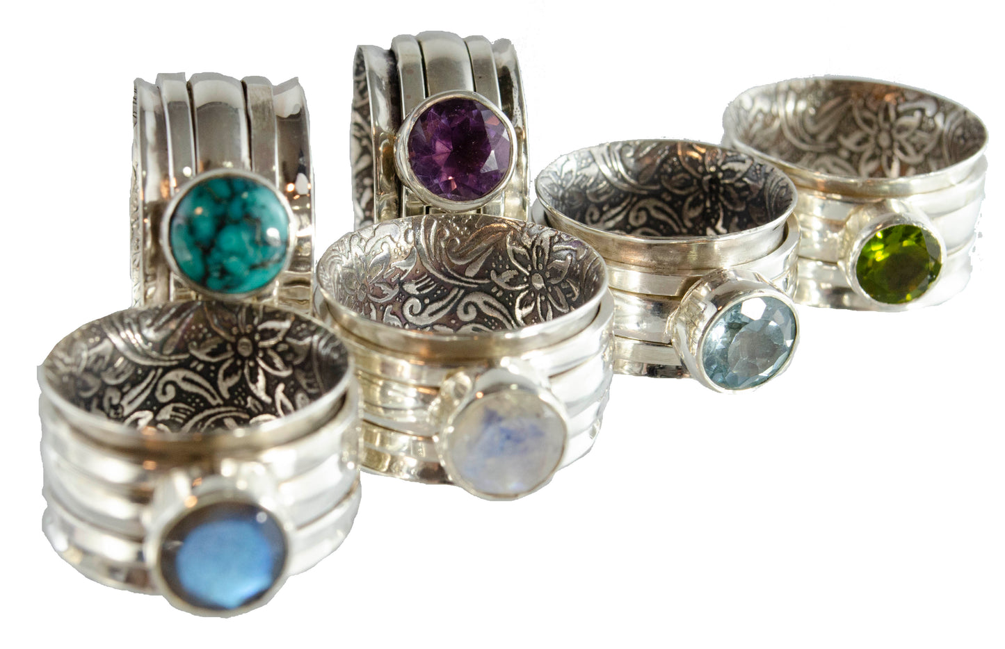 The Secret Garden Gemstone Spinner rings. lux