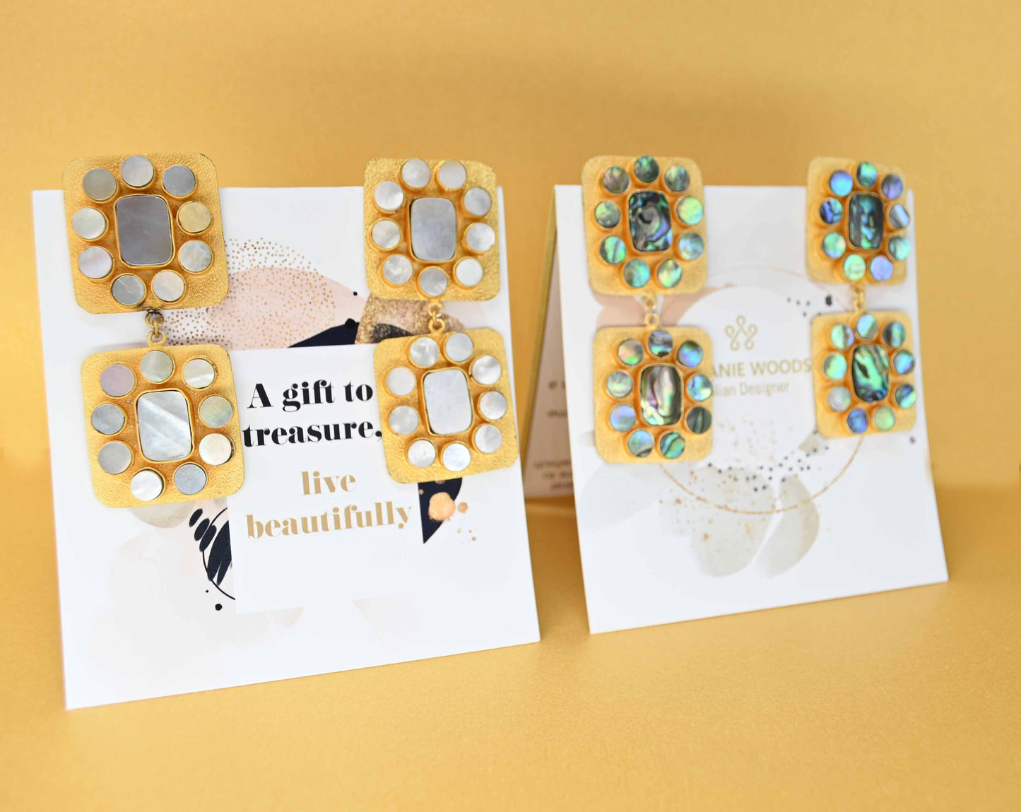 Diva Gold Earrings Shell. 2 colourway's