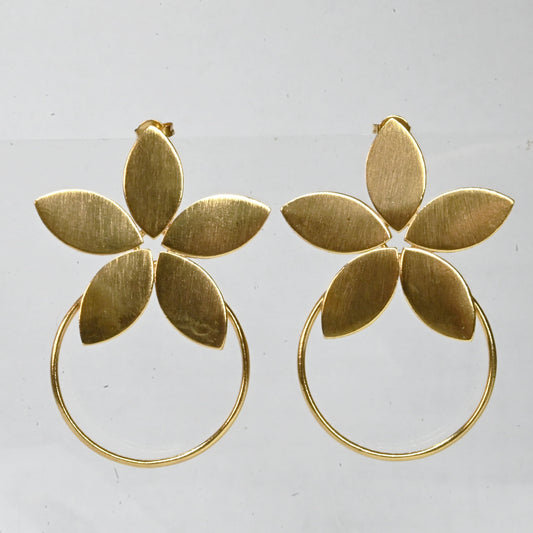 Euro Gold motif long hook Earrings B135b