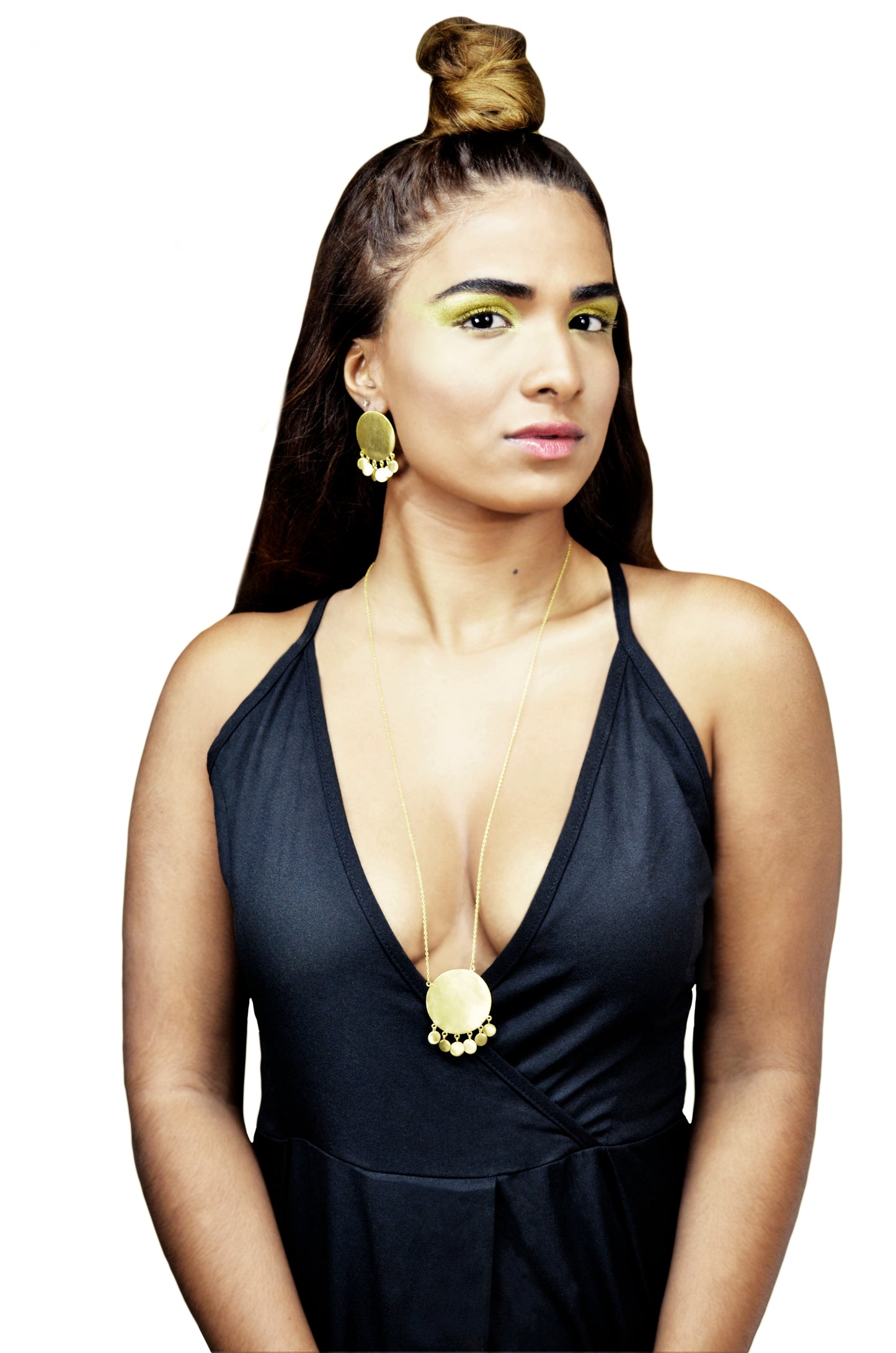 Euro Gold Round Tassle Stud Earrings B4