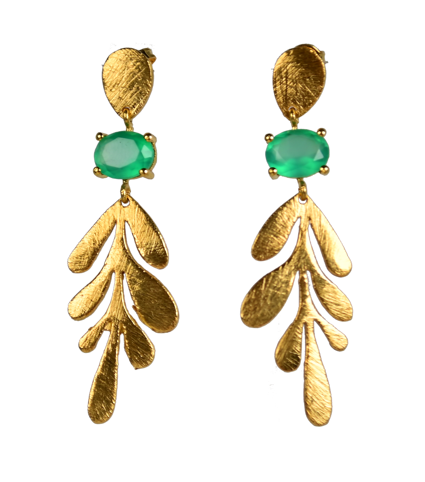 Euro Gold Leaf Earrings- Assorted Gemstones A12