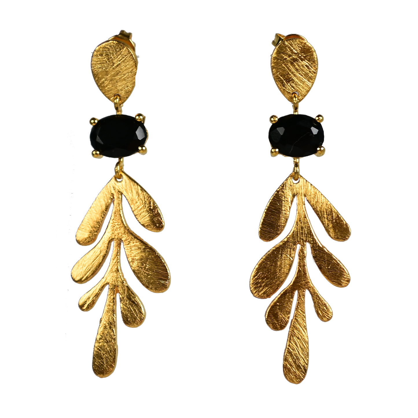 Euro Gold Leaf Earrings- Assorted Gemstones A12