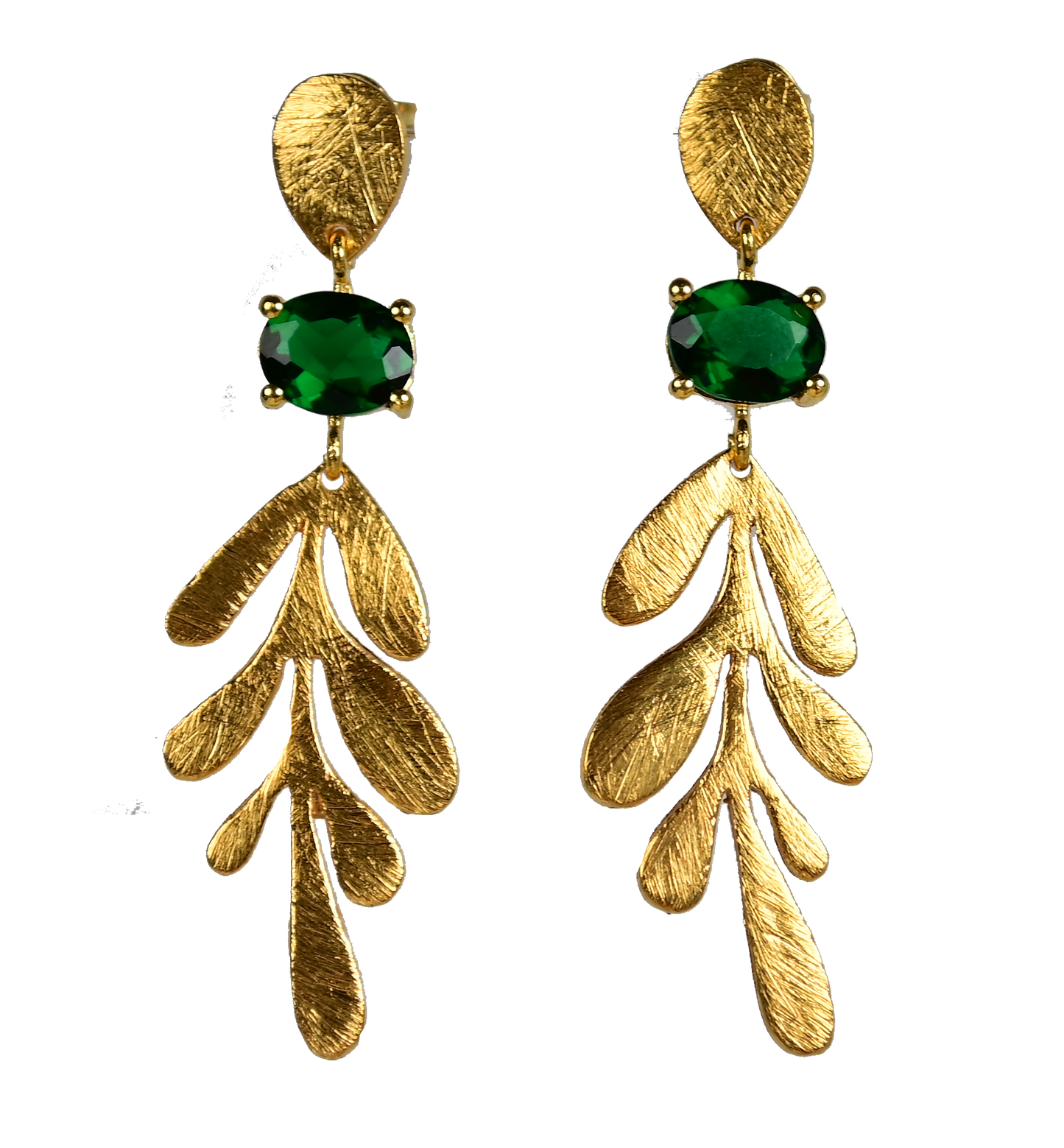 Euro Gold Leaf Earrings- Assorted Gemstones A12