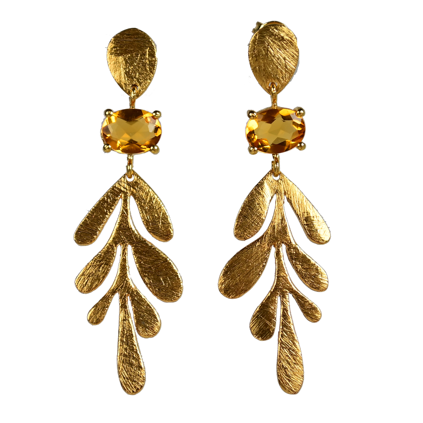 Euro Gold Leaf Earrings- Assorted Gemstones A12