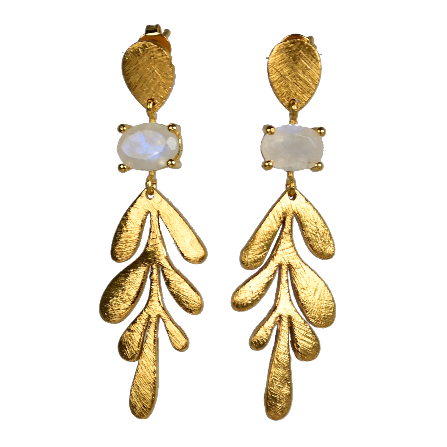 Euro Gold Leaf Earrings- Assorted Gemstones A12
