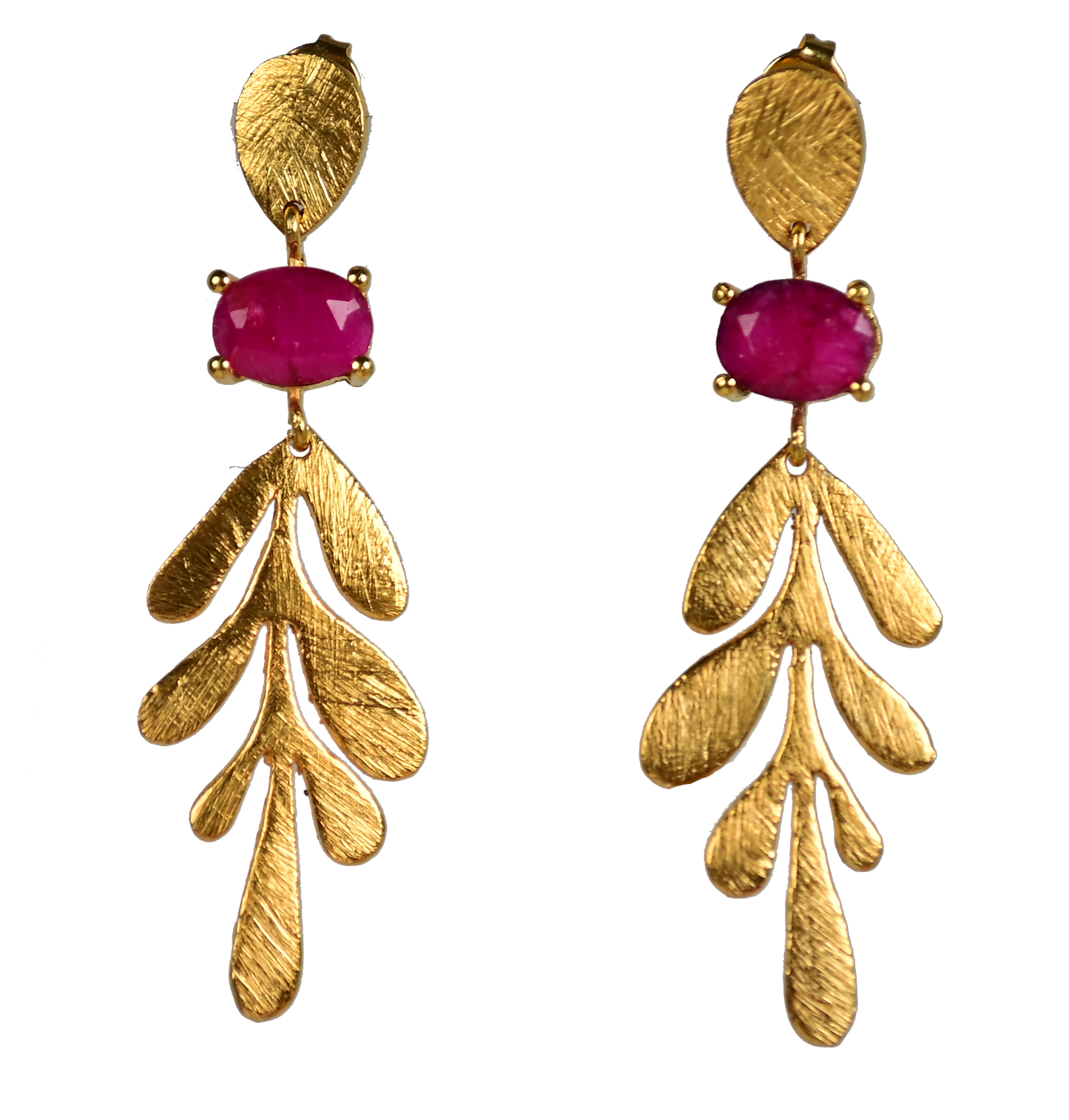 Euro Gold Leaf Earrings- Assorted Gemstones A12