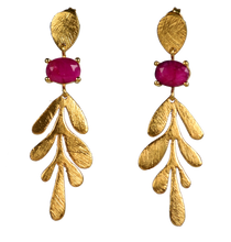Euro Gold Leaf Earrings- Assorted Gemstones A12