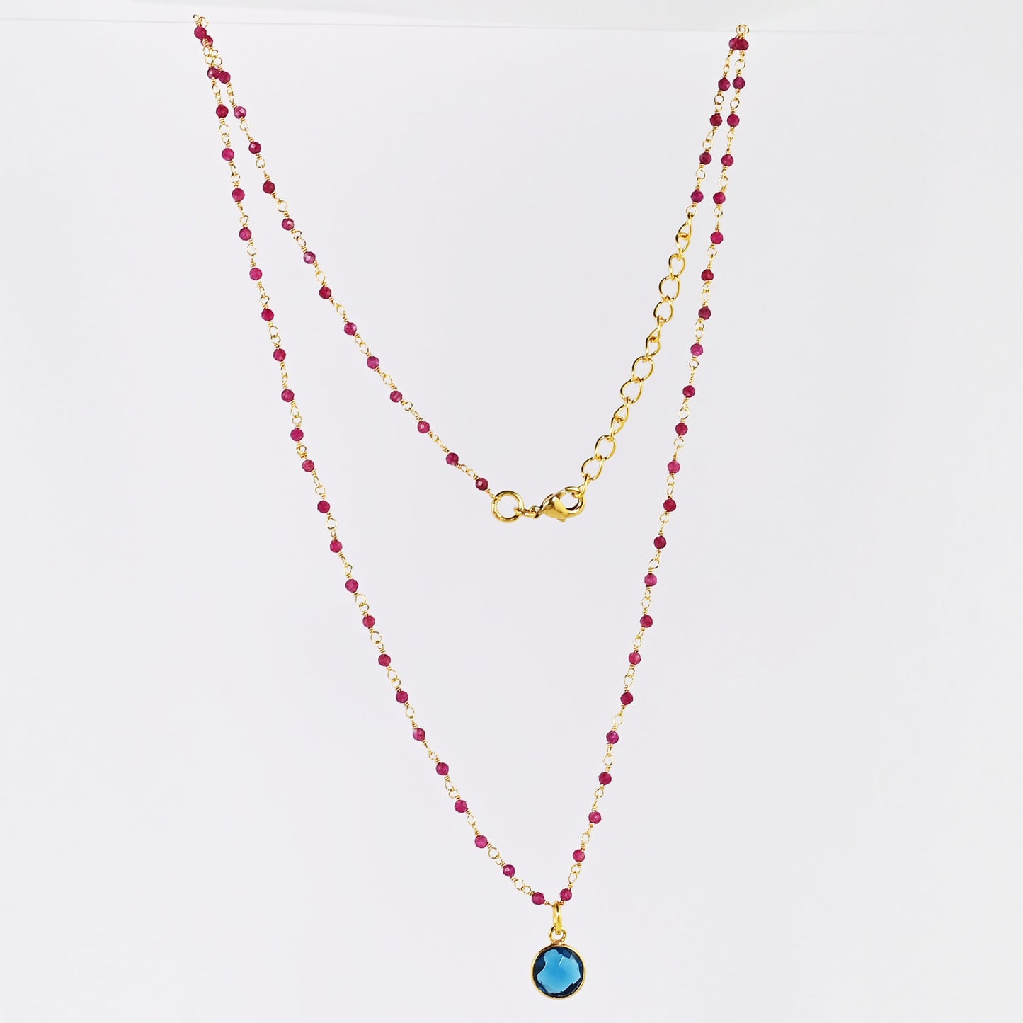 Euro Gold Assorted Gemstones 45 cm plus 5 cm extender chain Necklace A1.