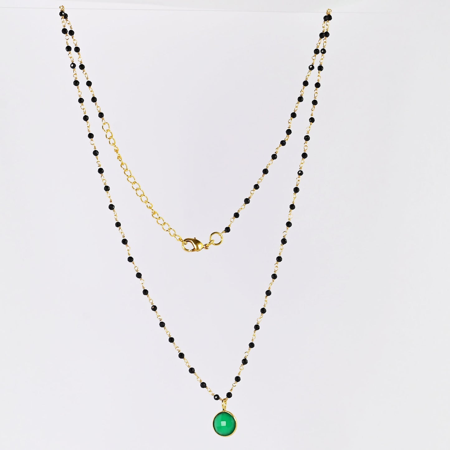 Euro Gold Assorted Gemstones 45 cm plus 5 cm extender chain Necklace A1.
