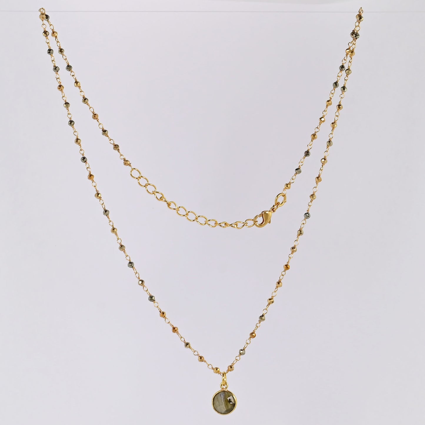 Euro Gold Assorted Gemstones 45 cm plus 5 cm extender chain Necklace A1.