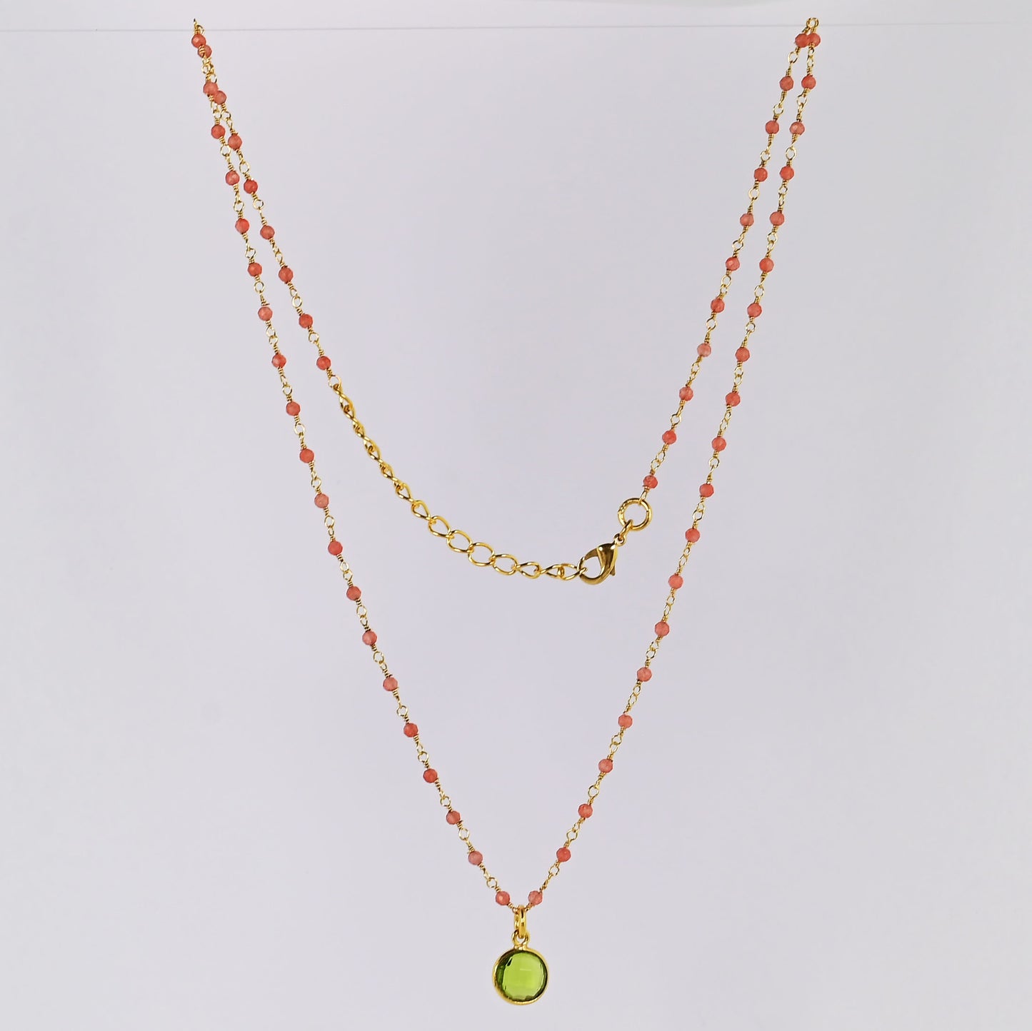 Euro Gold Assorted Gemstones 45 cm plus 5 cm extender chain Necklace A1.