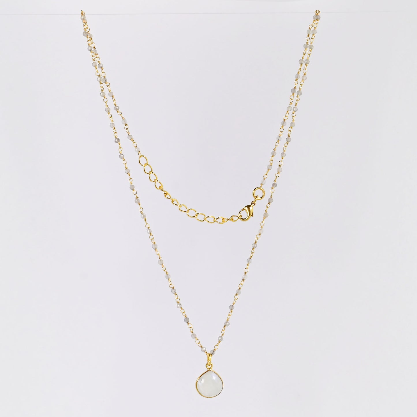 Euro Gold Assorted Gemstones 45 cm plus 5 cm extender chain Necklace A1.