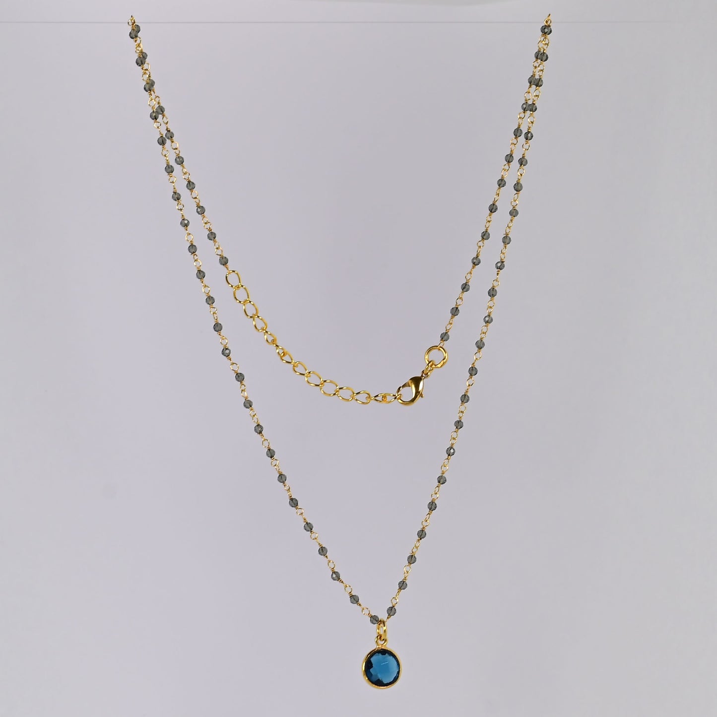Euro Gold Assorted Gemstones 45 cm plus 5 cm extender chain Necklace A1.