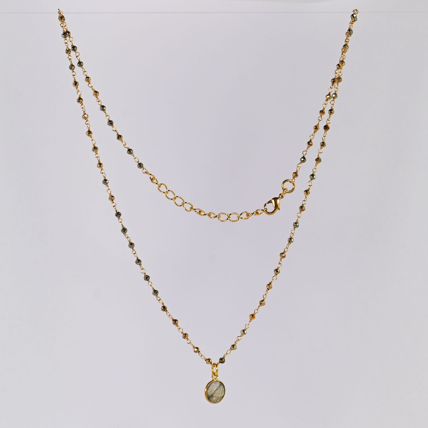 Euro Gold Assorted Gemstones 45 cm plus 5 cm extender chain Necklace A1.