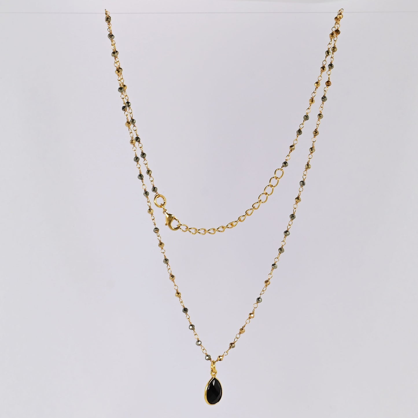 Euro Gold Assorted Gemstones 45 cm plus 5 cm extender chain Necklace A1.