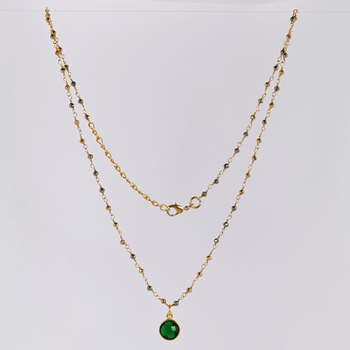 Euro Gold Assorted Gemstones 45 cm plus 5 cm extender chain Necklace A1.