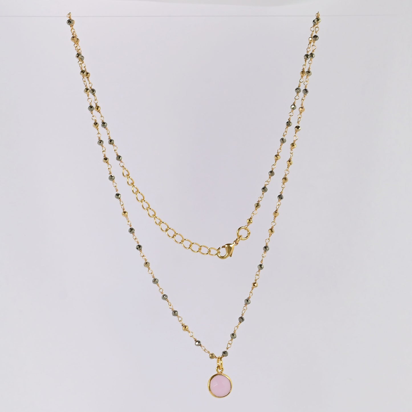 Euro Gold Assorted Gemstones 45 cm plus 5 cm extender chain Necklace A1.