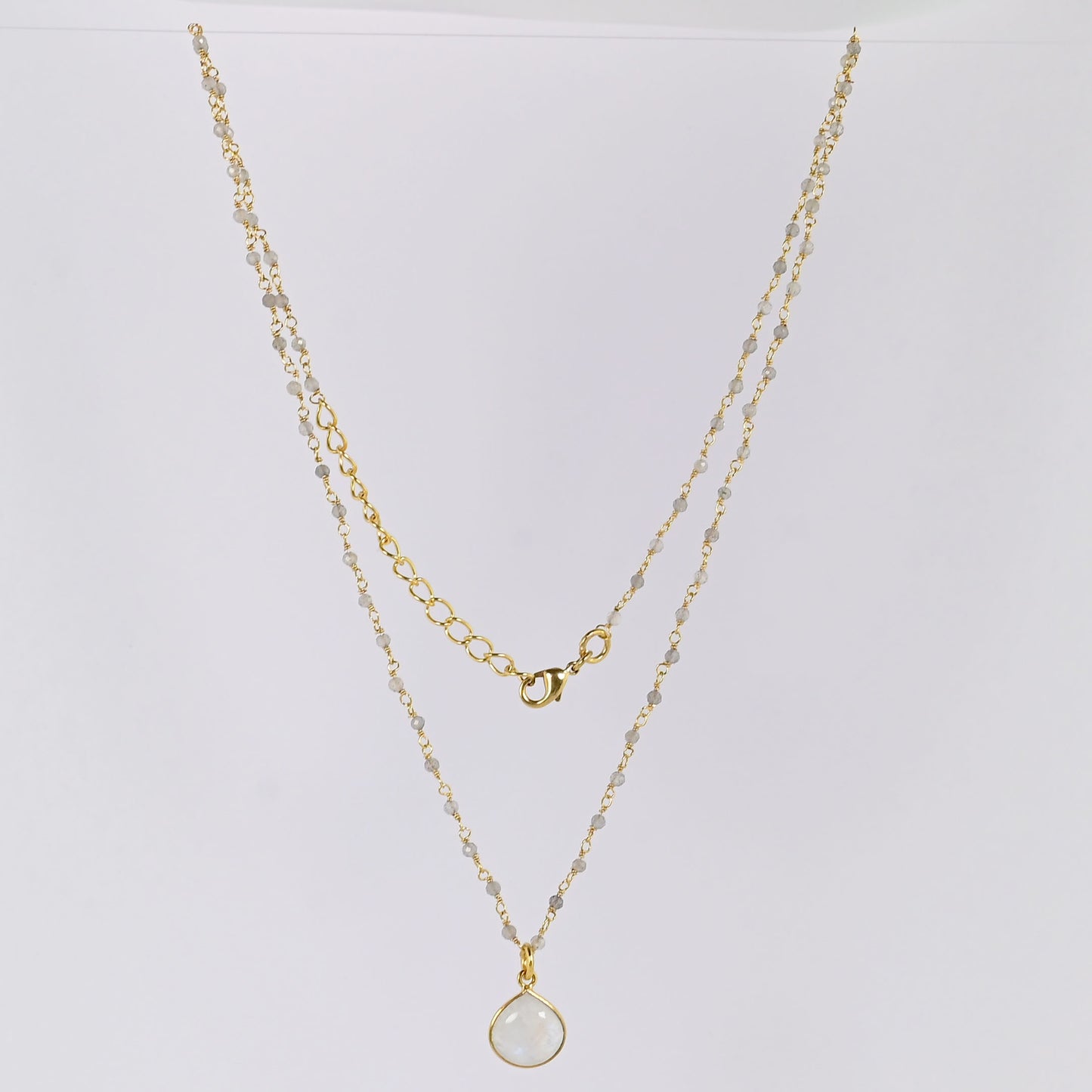 Euro Gold Assorted Gemstones 45 cm plus 5 cm extender chain Necklace A1.
