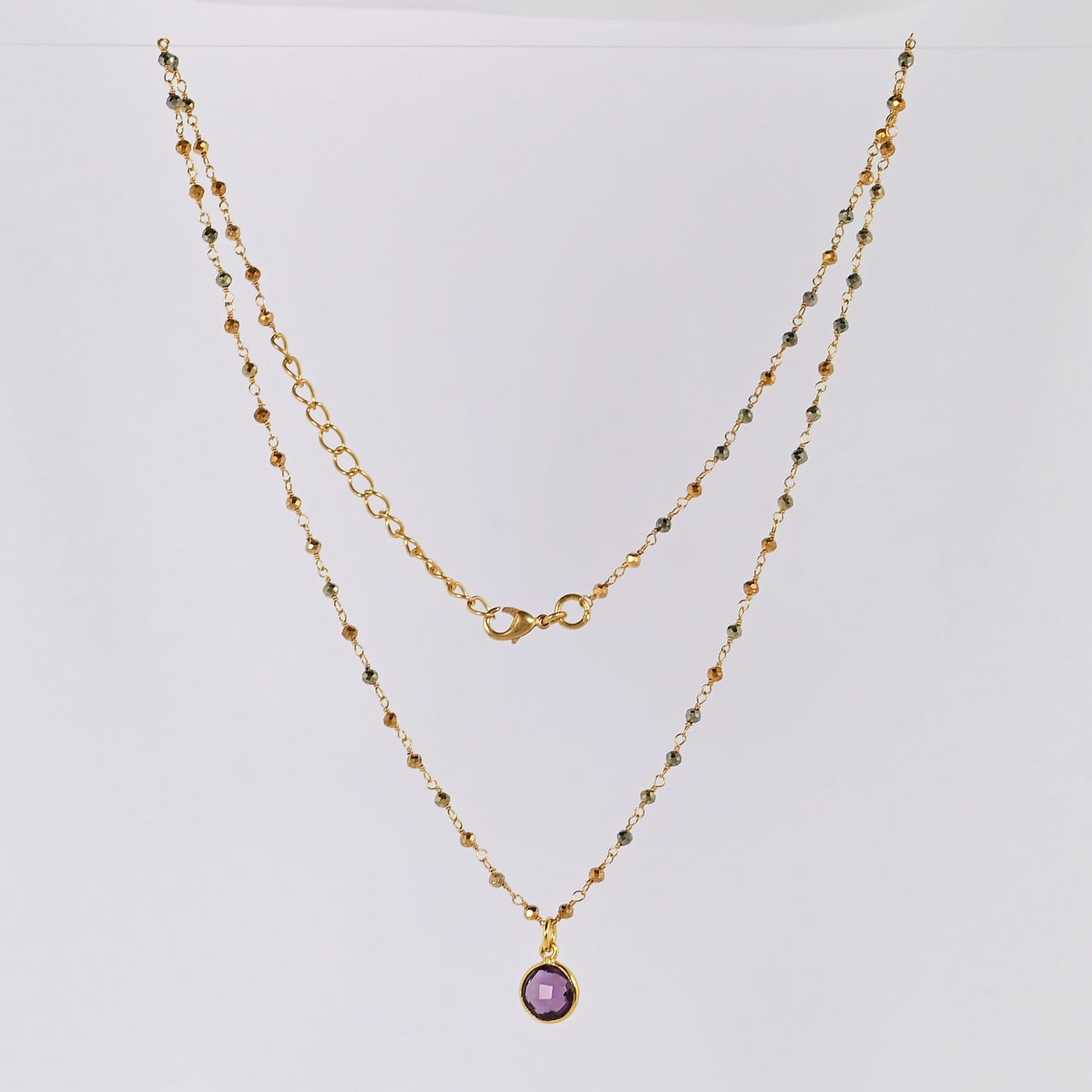 Euro Gold Assorted Gemstones 45 cm plus 5 cm extender chain Necklace A1.