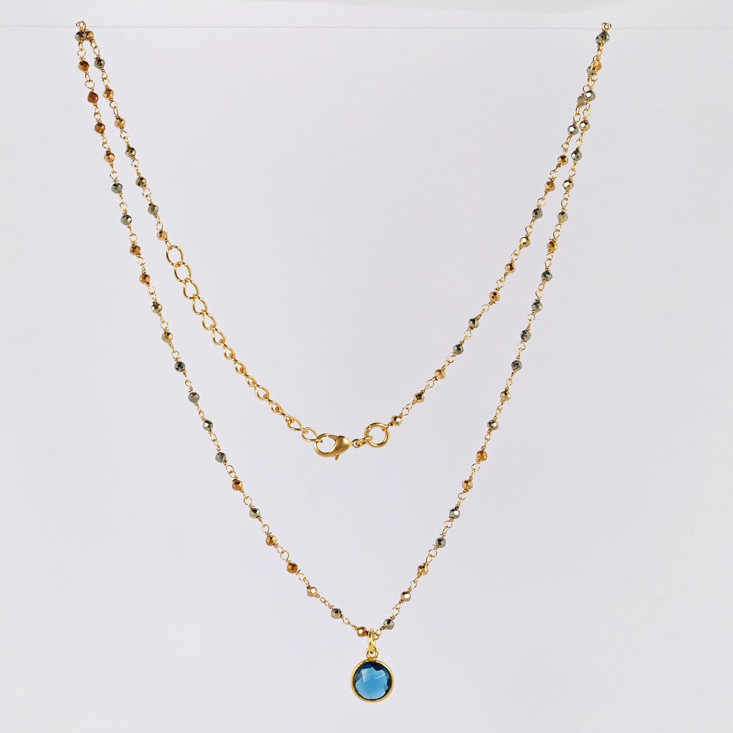 Euro Gold Assorted Gemstones 45 cm plus 5 cm extender chain Necklace A1.