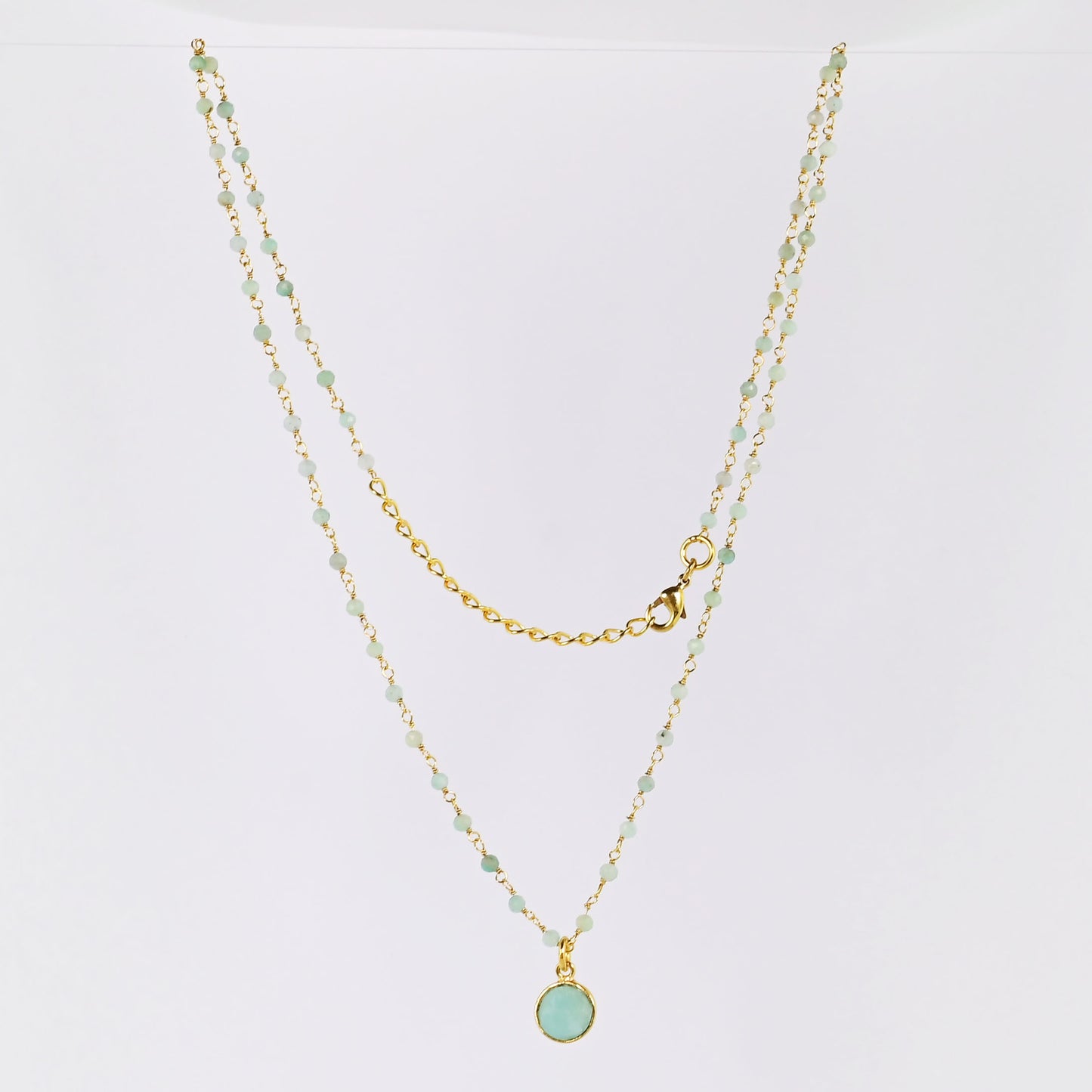 Euro Gold Assorted Gemstones 45 cm plus 5 cm extender chain Necklace A1.