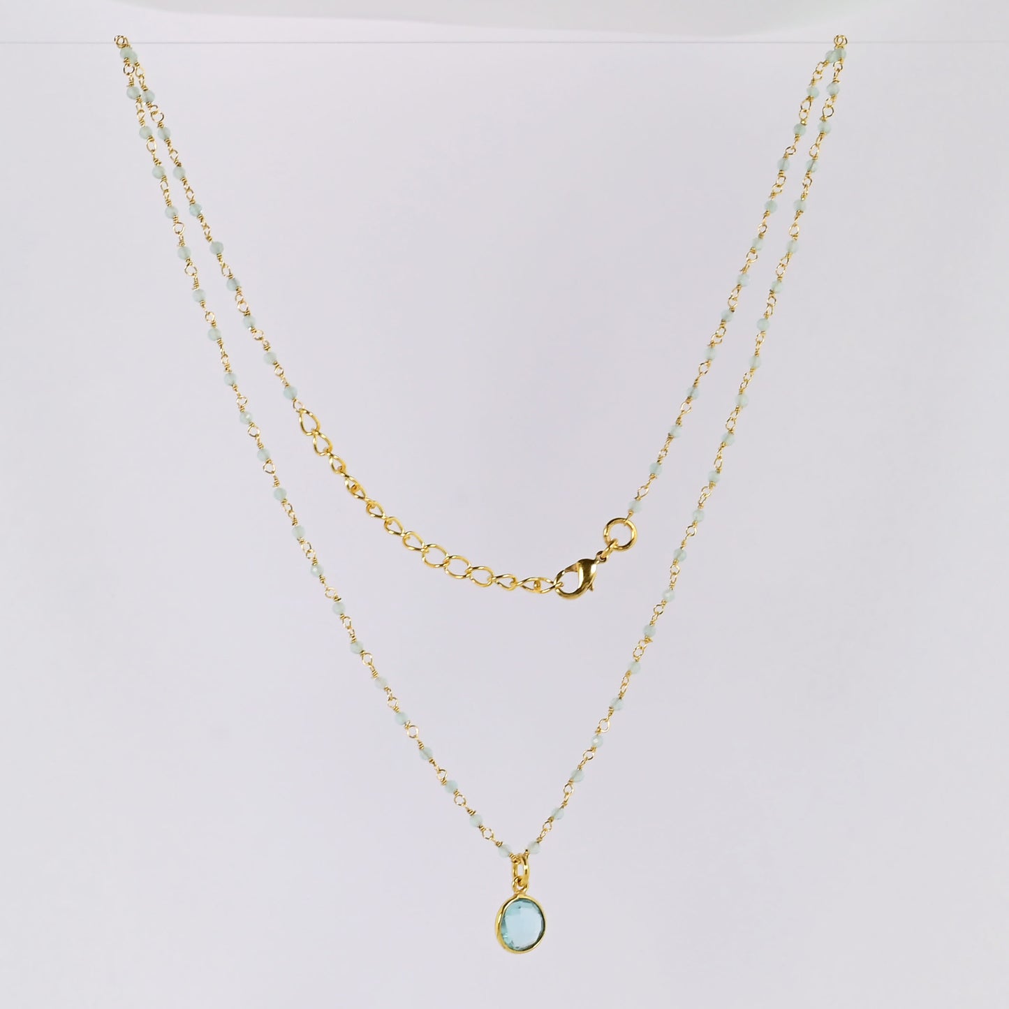 Euro Gold Assorted Gemstones 45 cm plus 5 cm extender chain Necklace A1.
